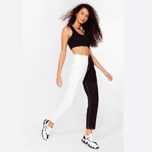 Nasty Gal Two Tone High Waisted Mom Jeans